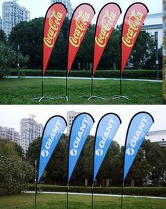 Drapeau publicitaire extérieur coupe-vent en forme de goutte d'eau avec kit de base et mât, impression double face, logo personnalisé, drapeau plume de plage - Product Image 4