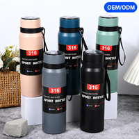 Bouteille d'eau isotherme intelligente à double paroi en acier inoxydable de 800 ml avec affichage de la température, personnalisable avec logo