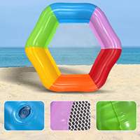 Fauteuil flottant gonflable hexagonal multicolore en maille pour piscine, chaise flottante à couleurs variées pour plage et fêtes aquatiques