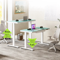 Bureau debout électrique réglable en hauteur avec tiroir, mobilier de bureau, table ergonomique relevable avec plateau en verre trempé