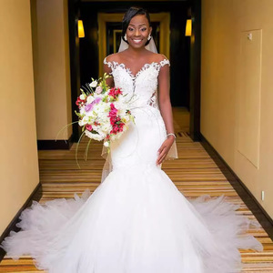 Mermaid Wedding Dress <b>White</b> <b>Lace</b> Off The Shoulder Sweetheart Neckline Natural Waistline Slim Fit European Style - Product Image 4