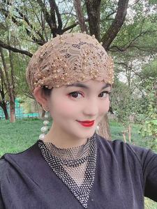 Chapeau Hui brodé à la mode, nouveau design <span class=keywords><strong>2022</strong></span>, avec perles en forme de vis, chapeau de fée, bonnet Baotou, foulard musulman pour femmes - Product Image 5