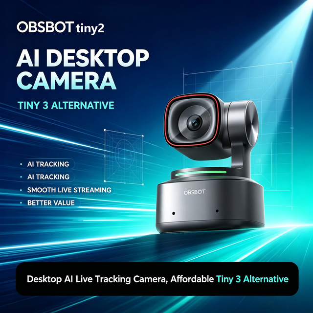 Obsbot Tiny 2 4K Ai Auto Tracking Ptz Webcam With Gesture Control for Streaming Video Conferencing