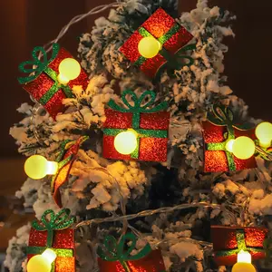新款设计发光二极管圣诞袜灯串圣诞礼品盒鹿树装饰吊灯灯串室内氛围