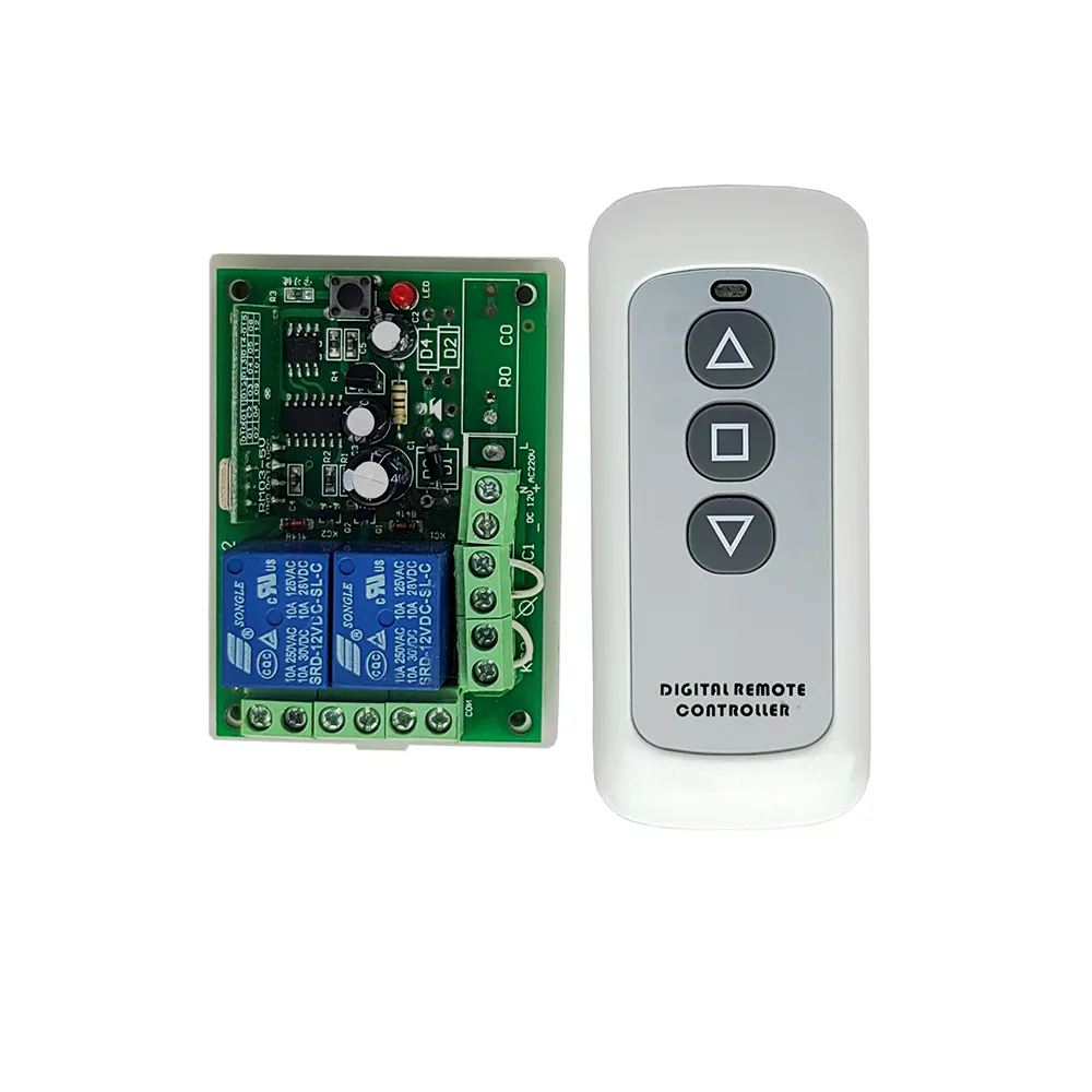 Télécommande sans fil Dc 12V 2Ch Relais Porte de garage Barrière de parking Rf Émetteur et récepteur 433Mhz