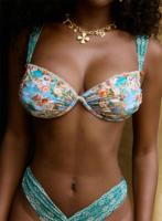 Bikini sexy pour femme, personnalisable OEM, en tissu recyclé, imprimé par sublimation numérique, avec dos noué torsadé, coupe balconnet et froncé, style cheeky, pour la plage