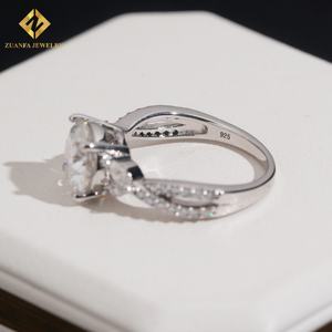 Anillo de Plata para Mujer, Joyería 925, Chapado en Rodio, Anillo de Compromiso con Moissanita, Diseño de Corte Redondo, Anillos de Boda Originales con Certificado GRA - Product Image 4