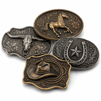 Hebilla de Cinturón OEM ODM de Metal Estilo Vaquero Occidental, con Diseño de Cráneo de Toro Longhorn, Caballo y Estrella, en Bronce Antiguo Plateado, para Rodeo, Venta al por Mayor