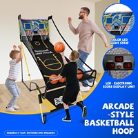 Jeu d'arcade de basket-ball pliable pour 2 joueurs avec tableau de scores électronique LED, jeu de tir à double panier d'intérieur pour enfants et adultes, prise US