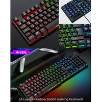 Souris de jeu multifonctionnelle pour bureau et maison, combo LED étanche USB filaire, compatible avec les langues russe, espagnole et arabe