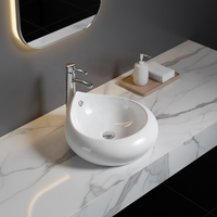 Lavabo rond moderne DUTU en céramique pour salle de bain, lavabo en porcelaine pour comptoir, finition polie 9L pour villas