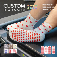 Chaussettes de compression Pilates OEM à faible MOQ, logo personnalisé, antidérapantes