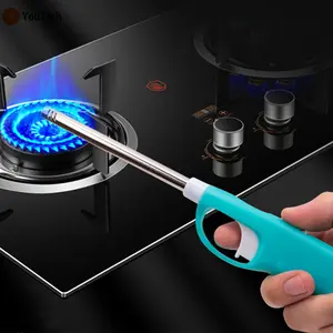 Kitchen Candle Lighter Metal ABS Butane Gas Stove Fireplace Pilot Lighters Refillable Multi-purpose Outdoor BBQ Tool