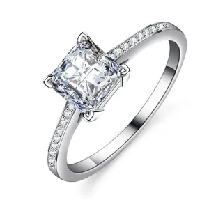 1 Ct Karaat Gra Gecertificeerd D Kleur Vvs Echte Prinses Gesneden Vierkante Vorm Moissanite Ring Voor Bruids Chunky 925 Sterling Zilver