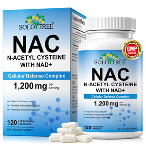 แคปซูล <span class=keywords><strong>NAC</strong></span> วีแกน ปราศจาก GMO จำนวน 120 เม็ด แบรนด์ส่วนตัว สารต้านอนุมูลอิสระ เสริมภูมิคุ้มกันและพลังงาน พร้อมสารเสริม N-Acetyl Cysteine และ NAD+ - Product Image 1