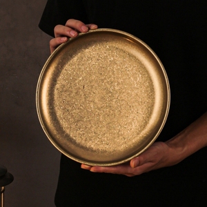 Plato Redondo de Acero Inoxidable Vintage para Barbacoa, Plato de Postre de Lujo Estilo Occidental, <span class=keywords><strong>Vajilla</strong></span> para Frutas, Plato de Metal para Cena de 14/17/20/23/26 cm - Product Image 2