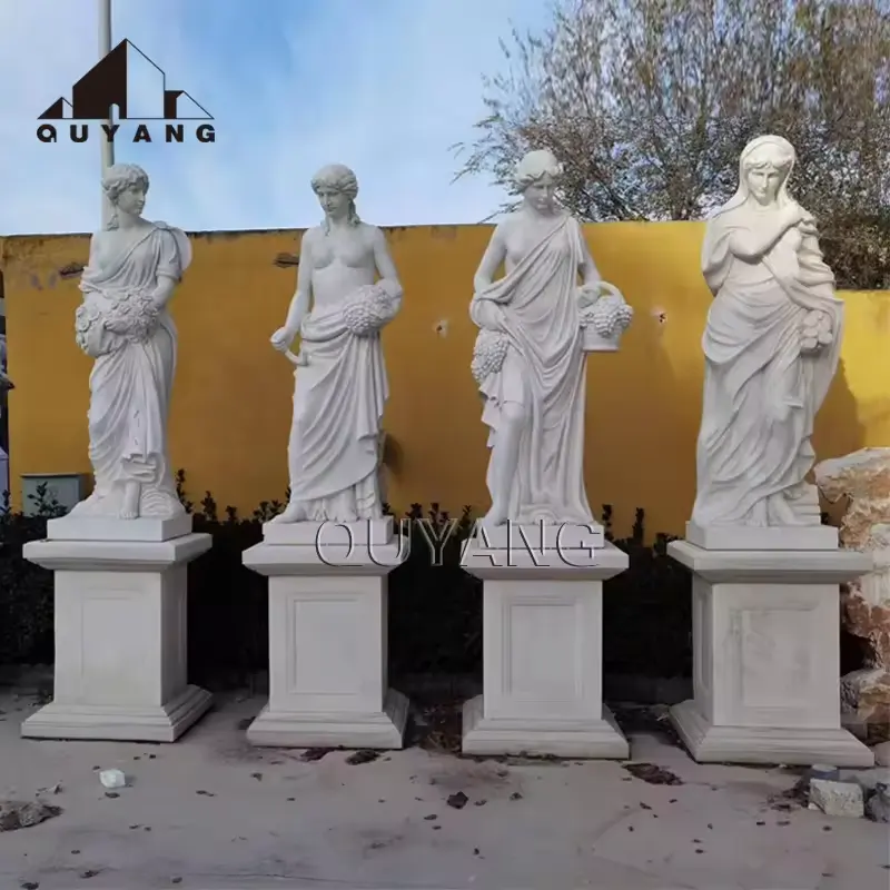 Quyang Handgesneden Levensgrote Griekse Godin Tuinbeelden Buitendecoraties Marmer Vier Seizoenen Standbeeld Sculptuur