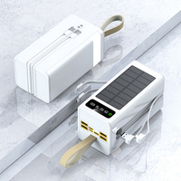 Batterie externe solaire 60000mAh avec câbles intégrés, charge rapide PD 22.5W, 4 ports USB, écran LCD - Chargeur portable universel