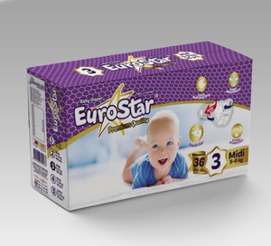 EUROSTAR Mini couches jetables pour bébé, pack jumbo 100 pièces, en tissu non tissé, douces, respirantes, imprimées, anti-fuites 3D - Product Image 3