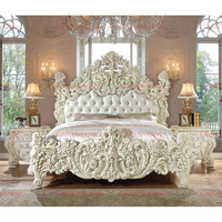 Ensembles de chambre à coucher classiques de luxe en bois massif, mobilier royal, ensemble de chambre à coucher en bois blanc, design sculpté en bois de bouleau