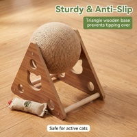 Griffoir vertical en bois pour chat avec boule roulante, en sisal résistant à l'usure, pour le nettoyage des dents et des griffes, structure d'escalade pour chat