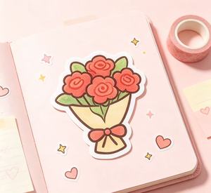 Cute Cartoon Flower Bouquet <b>Stickers</b> Irregular Shape Self Adhesive Die Cut <b>Stickers</b> for Journal <b>Scrapbooking</b> Gift Packaging - Product Image 3