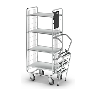 4-टियर ऑर्डर लेने वाली ट्रॉली जस्ता शेल्फ ट्रॉली 4 अलमारियों रोल कंटेनर गोदाम - Product Image 1