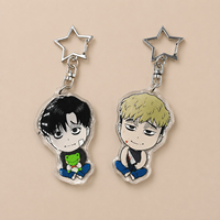 Porte-clés personnalisé en acrylique avec fermoir étoile argentée, style anime, cadeau en gros