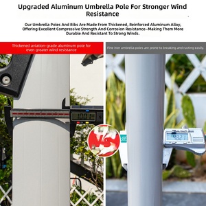 Grand parasol cantilever <span class=keywords><strong>de</strong></span> qualité commerciale pour patio, avec mât en aluminium <span class=keywords><strong>de</strong></span> 100 mm d'épaisseur, robuste, pour jardin, avec LED solaire - Product Image 5