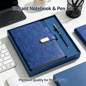 Ensemble de luxe personnalisé en cuir PU, cuir souple au toucher de la peau, ensemble de bloc-notes A5 pratique pour le bureau, journal avec stylo pour les affaires - Product Image 1