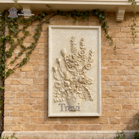 TREVI Art mural en pierre naturelle de villa européenne de haute qualité, relief en marbre avec sculpture de fleurs et d'herbe pour la décoration