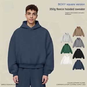 เสื้อฮู้ดดี้ผู้ชาย รุ่นใหม่ ฤดูใบไม้ร่วง/ฤดูหนาว 2025 ทรงบ็อกซี่ แขนสั้น ผ้าฟลีซหนา 350 กรัม - Product Image 1