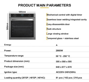 Built-in Ovens Manufacturer Baking Cake 74L 60cm Wall Oven for Home - Product Image 3
