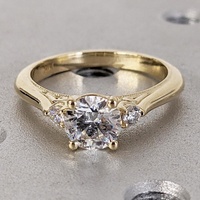 Cincin Tunangan Berlian Buatan Laboratorium 0.5-3CT Bulat Vintage Filigree dengan Batu Samping, Emas Padat 10K/14K/18K Bersertifikat IGI CVD/HPHT Custom
