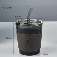 Gobelet en verre de cerf de haute qualité, gobelet à eau d'été, cadeau de célébrité, produit de bien-être, bouteille en verre de 450 ml avec poignée en cuir