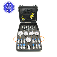 Kit de test de pression hydraulique avec 5 manomètres, 5 tuyaux de test, 13 raccords et 14 connecteurs en T, kit de manomètre de test hydraulique