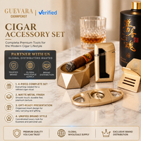 Kit de Luxe pour Cigares 4 Pièces : Briquet USB Rechargeable en Aluminium Premium, Cendrier à Coupe Précise et Support à Cigares – Accessoires de Cigares