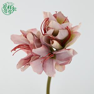 Fleurs d'amarilles artificielles roses et blanches mélangées de 70 cm à longue tige, élégantes pour centre de table de mariage et arrangement en vase - Product Image 3