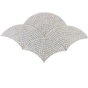 Azulejo de mosaico de mármol blanco con forma de abanico personalizado, mosaico de pared de baño contra salpicaduras, azulejo de suelo, mármol Galala, azulejos de escamas de pescado, mosaico - Product Image 4