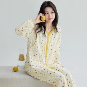 Nuovo Set di <span class=keywords><strong>pigiama</strong></span> in garza a 3 strati di cotone per 100% di maternità | Primavera-autunno-inverno, regolabile per l'allattamento prenatale, Postpartum - Product Image 4