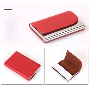 Porte-cartes créatif en acier inoxydable et cuir PU avec logo pour expositions et bureaux professionnels - Product Image 5