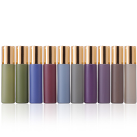 Nouvelle arrivée Emballage cosmétique Morandi Color 5ml 10ml rouleau vide rechargeable sur bouteille en verre avec couvercle en or brillant