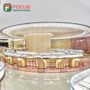 Vitrine de présentation de bijoux en verre avec éclairage LED de luxe, comptoir à bijoux en bois, vitrine de présentation de bijoux haut de gamme - Product Image 5