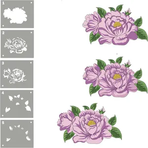 Pionieblumen-Schablonen Schichtenschablone für handgemachte Kartenherstellung Scrapbooking Album Papier Handwerk-Vorlage