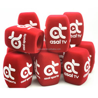 Somalia Asal Sports TV Microphone Foam Windshields Printed Brand logo Reporter Mic Flags