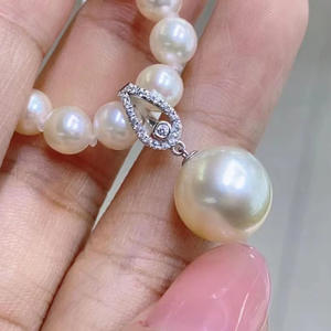 WENCHI S925 จี้เงินทรงกลมขนาด 9-15 มม. สำหรับทำสร้อยคอ DIY พร้อมฐานเปล่า 10394-อุปกรณ์เสริมด้วยไข่มุกเม็ดเดี่ยวจากจีน - Product Image 3