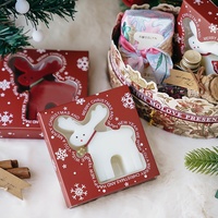 Bougie parfumée en forme de renne de Noël, cadeau fait main avec parfum de poire anglaise et freesia, rose en velours, pour les fêtes, décoration de la maison, ornement
