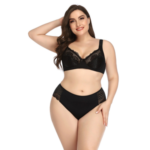 Sous-vêtements sexy pour femmes, <span class=keywords><strong>lingerie</strong></span> respirante de couleur unie, ensembles de soutien-gorge et culottes grande taille - Product Image 6