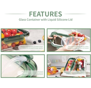 IKOO New Arrival Bpa Free <strong>Glass</strong> Food Storage <strong>Containers</strong> with Flexible Silicone <strong>Lids</strong> - Product Image 4