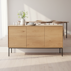 <span class=keywords><strong>Aparador</strong></span> de Salón Grande con Patas de Metal Negro Estilo Industrial y Panel de Madera de Roble <span class=keywords><strong>Blanco</strong></span> - Product Image 1